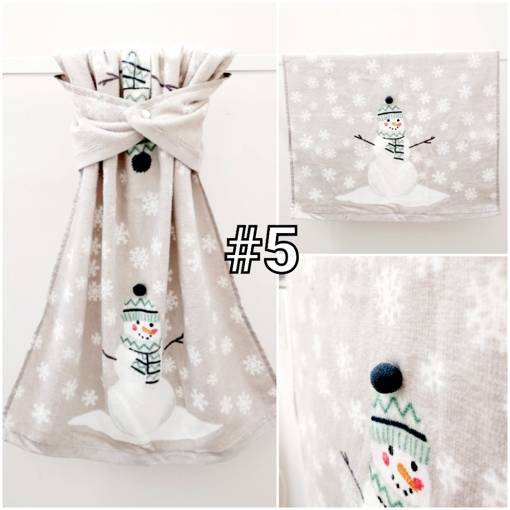 🆒️🤍NEW! Snowmen Mittens Hats Bright Merry Hang'N'Snap Towels - Picture 7 of 11